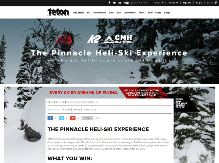 WIN The Pinncale Heli-Ski Experience with CMH and K2 Skis